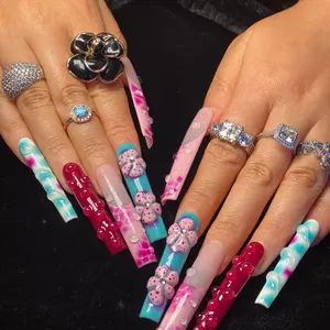 B F Nail Art 55mm Long Square Handmade Press On Nails for Gifts - 10 Sets