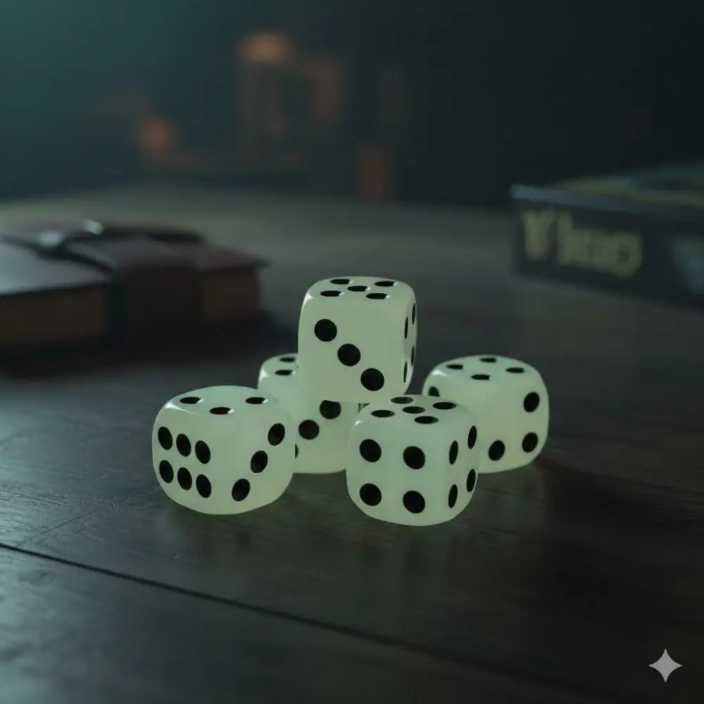 Glow in The Dark Dice Set: 6-Sided High Brightness Luminescent Dice, Safe Rounded Edges & Anti-Swallow Design, Waterproof & Durable RPG Dice, Perfect for Party Games, Bar Nights and Family Entertainment