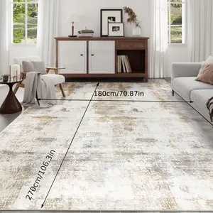 6x9 Area Rug Washable Rugs for Living Room Abstract Aesthetic Bedroom Rug Carpet with Rubber Backed Soft Low Pile Neutral Rugs for Bedroom Living Room Dining Room Office (Beige/ Camel)