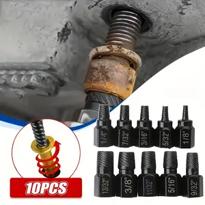 10pcs Tap Extractor Set, Alloy Steel Screw Extractor, Nut Extractor Combo, 1/8" - 13/32", Can Easily Remove Broken Bolts And Screws, Good Choice for Daily Use And, Ideal Hand Tool Set.