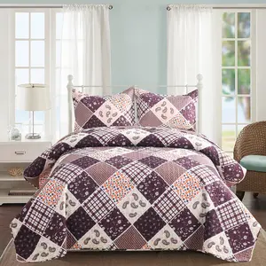 Kindred Home Christmas Quilt Set Bedspread - Summer Quilt Lightweight Microfiber Bedspread Marine, Rustic Christmas Santa Tree Snowman Pattern Print Suitable for All Seasons (Model-C, Queen)
