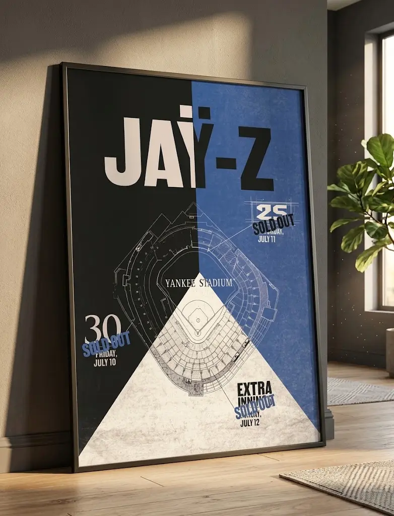 Yankee Stadium Reasonable Doubt Blueprint Extra Innings Poster, No Frame