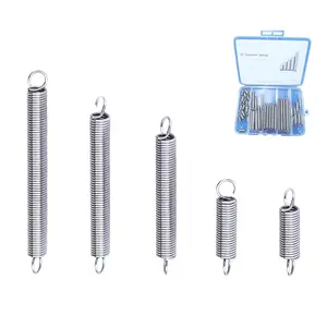 60pcs Extension Spring Assortment Kit, 0.035" Wire Diameter, 1/4" Outside Diameter, 13/32" to 2-1/4" Length, Stainless Steel Mechanical Small Extension Springs with Hook Ends