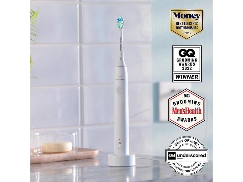 Philips Sonicare 4100 Power Toothbrush, Rechargeable Electric Toothbrush with Pressure Sensor, White (HX3681/23)