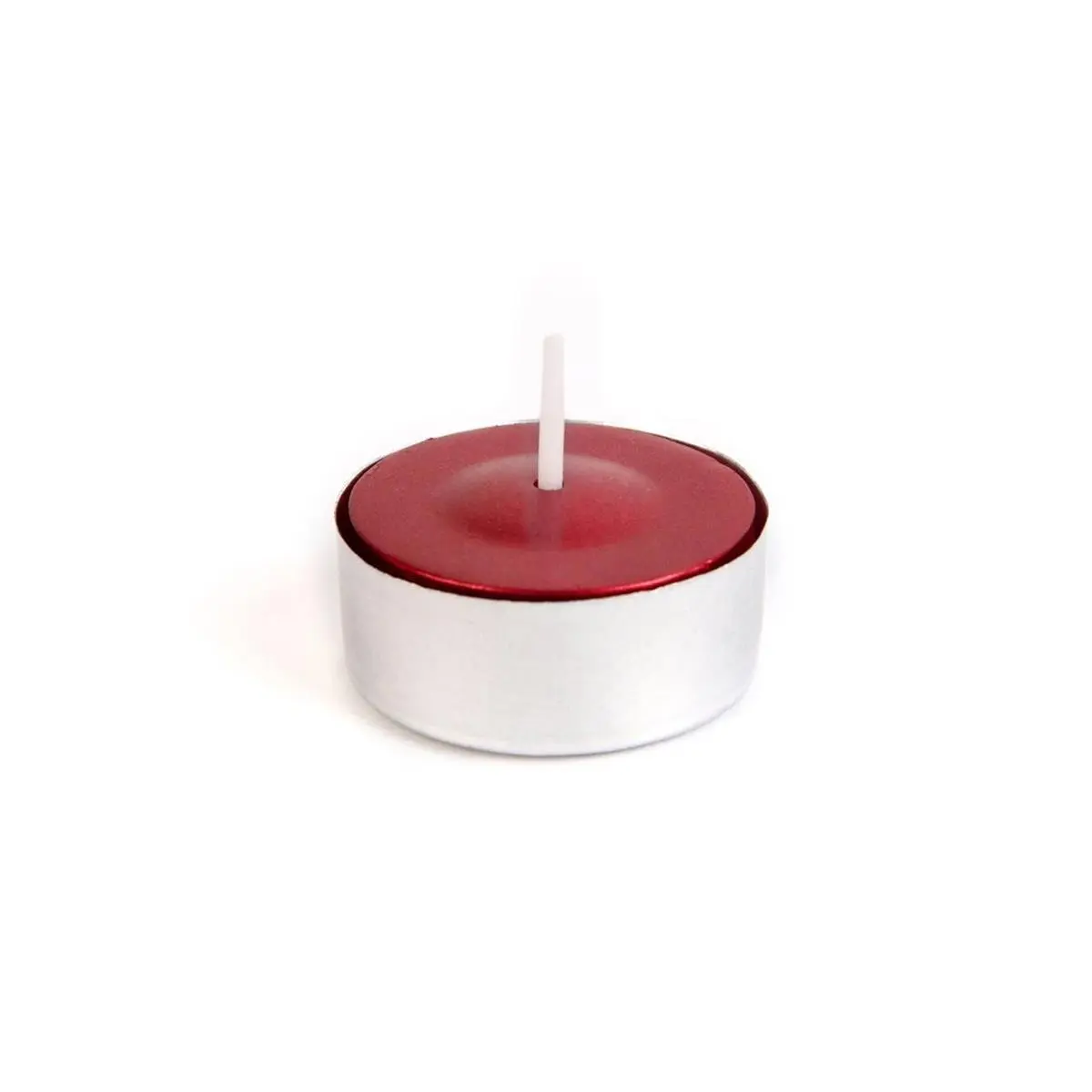 Jeco CTZ-042 Small Metallic Red Tealight Candles, 50-Piece Bulk Pack, Hand Poured with Metallic Finish, 0.75" H x 1.5" D