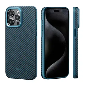 PITAKA Military-Grade Protective Case for iPhone 16/15/14, Military-Grade Shockproof Aramid Fiber & TPU  | Metal Buttons, Raised Camera Lip | MagSafe Compatible magnetic base