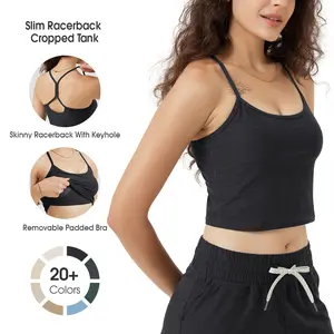 ODODOS Women's Slim Racerback Cropped Tank – odSTRATUM Tech Sports Bra, Ultra Soft UPF 50+ Cami Top with Built-in Bra Athletic Fashion Activewear Breathable Athletics summerwins