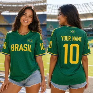 Brazil Soccer Jersey Personalized Name Number, Brasil Football Fan Shirt, Unisex Supporter Apparel, Match Day Sportswear Gift for Tournament Fans