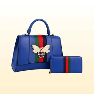 Blue Queen Bee Stripe 2-in-1 Satchel
