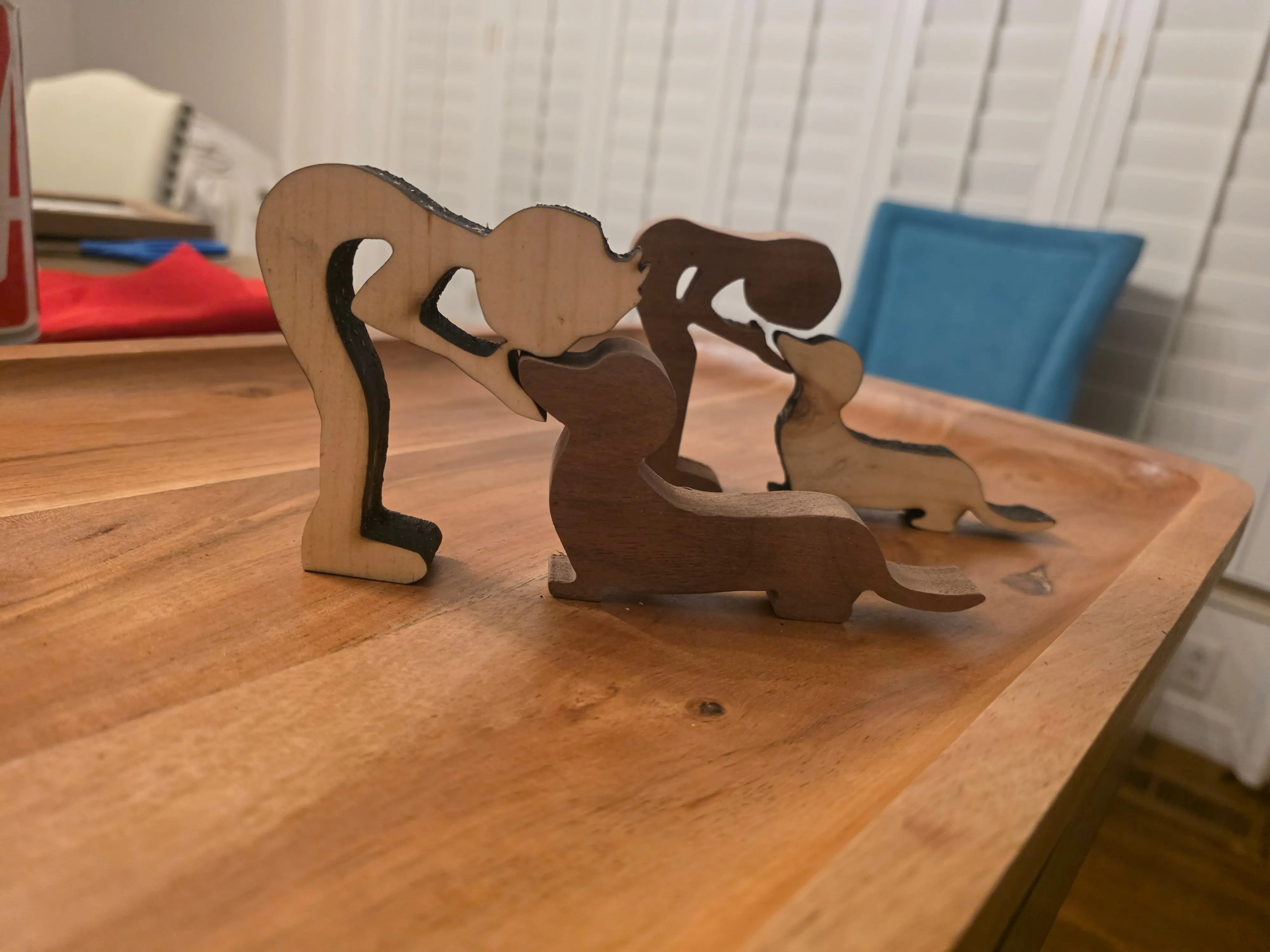 Personalized Hand Carved Wood Dachshund Figurine & Boy Collectible Wiener Dog Gift for Dog Lovers