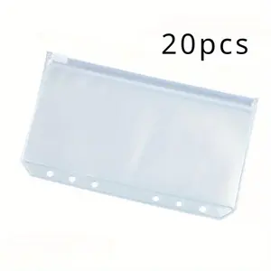 20pcs A6 Loose-leaf pvc zipper bag, Waterproof transparent file bag, Easy to change, soft material