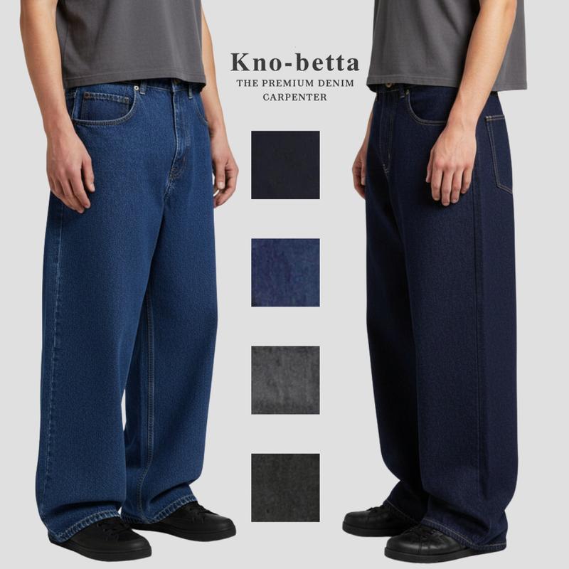 KNOBETTA Ultra Wide Leg Baggy Jeans - KNOW BETTA Classic Fashion Durable Denim Exaggerated Wide Leg 5 Pocket Design Perfect for Casual Wear & Skate Sessions
