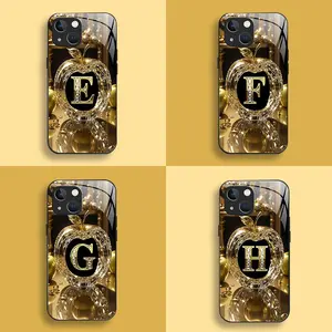 Suitable for [iPhone 14 Plus] New high-end letter glass mobile phone case New business simple metal paint electroplated glass mobile phone case Affordable price Anti-drop and anti-fingerprint 995