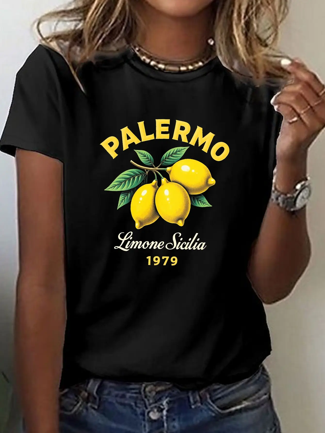 Palermo Lemon Sicily 1979 Print T-Shirt, Short Sle unisex soft cotton short sleeve t shirt, vintage graphic casual tee for men women teens, perfect birthday holiday gift for camping travel gym daily street casual wear