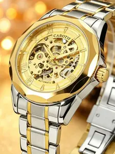 Men's Business Fashion Stainless Steel Mechanical Watch, Business Automatic Wristwatch, Casual Analog-digital Multi-function Wristwatch for Men, Perfect Birthday Gift for Men, with Box, Automatic Watches, Mechanical Wristwatches