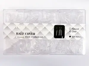 504pcs Almond Clear Half Cover Nail Tips - Clear, Acrylic Nail Supplies, Clear Small Almond Nail Tips