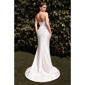 Cinderella Divine -CD797W Lace Satin Strapless Wedding Gown