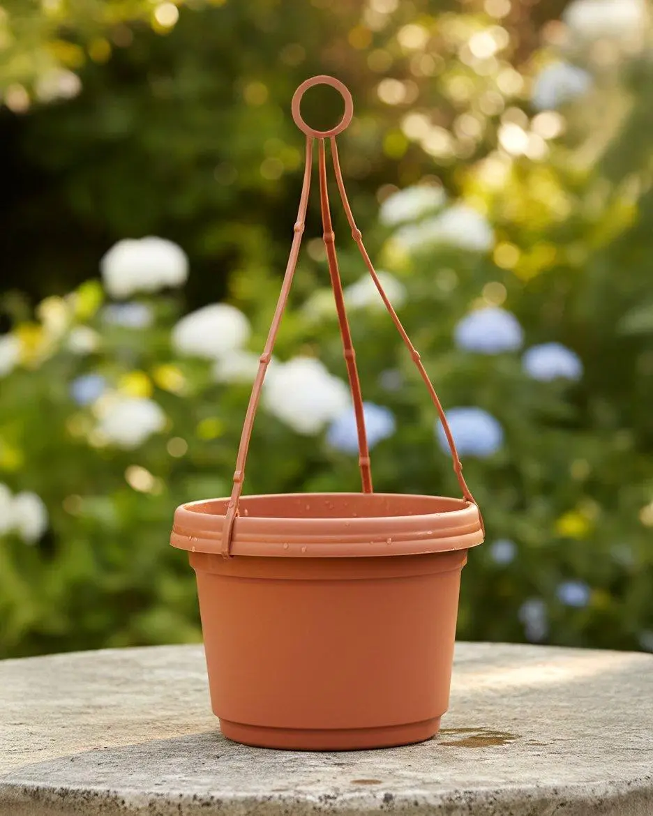 Austin Planter, Plastic Hanging Flower Pot, (7 inch, Terra Cotta) 5 Pack, Classic, Hanging Basket