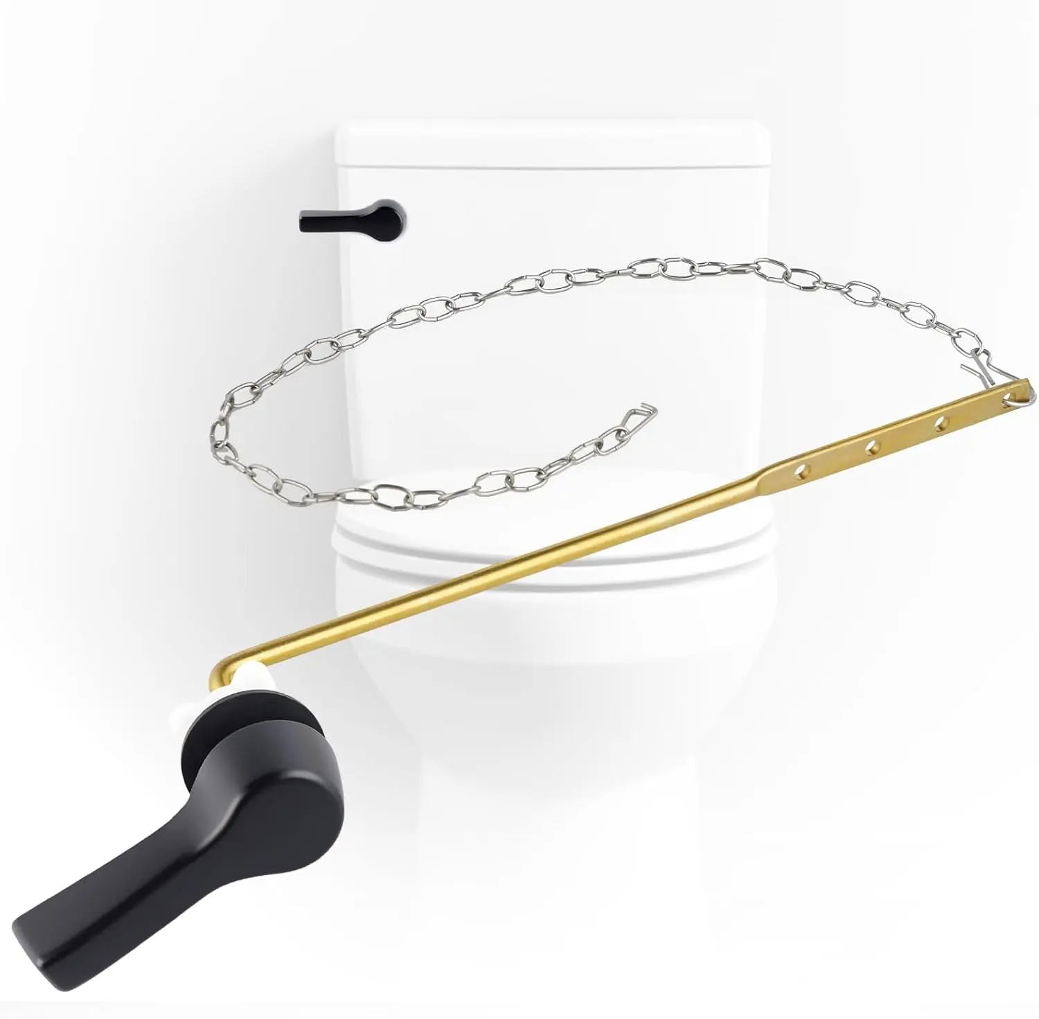 Universal Black Solid Brass Front-Mount Toilet Flush Handle Replacement Kit Set, Compatible with TOTO, Mansfield