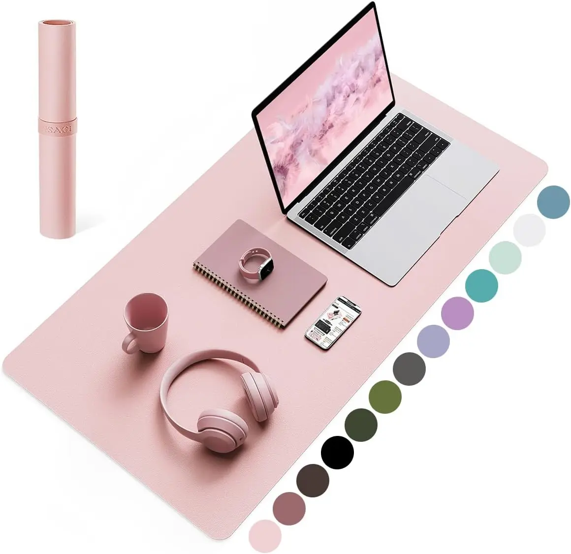 Non-Slip Leather Desk Pad Blotter Pink 31.5" x 15.7" Waterproof Laptop Computer Desk Keyboard Mat Table Protector Mat Large Mouse Pad for Office Work Home Decor