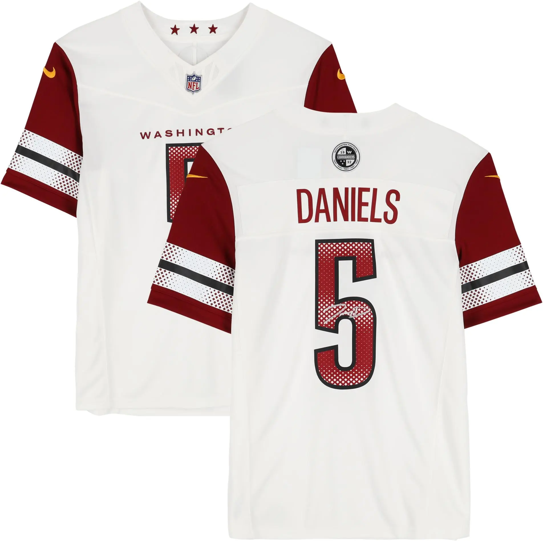 Jayden Daniels Washington Commanders Autographed Nike White Vapor Fuse Limited Jersey - Fanatics Authentic Certified - NFL Memorabilia
