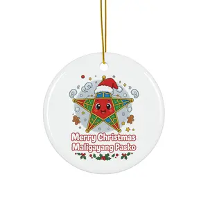 Filipino Christmas Ornament Parol Santa Maligayang Pasko Ceramic Holiday Tree Decoration Pinoy Christmas Gift Star Cloth Glossy Circle