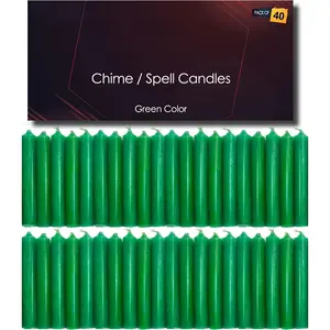 Spell & Chime Candles (40 Green Mini Taper Candles) 4" x 1/2"  for Rituals, Birthdays, Altar, Chime