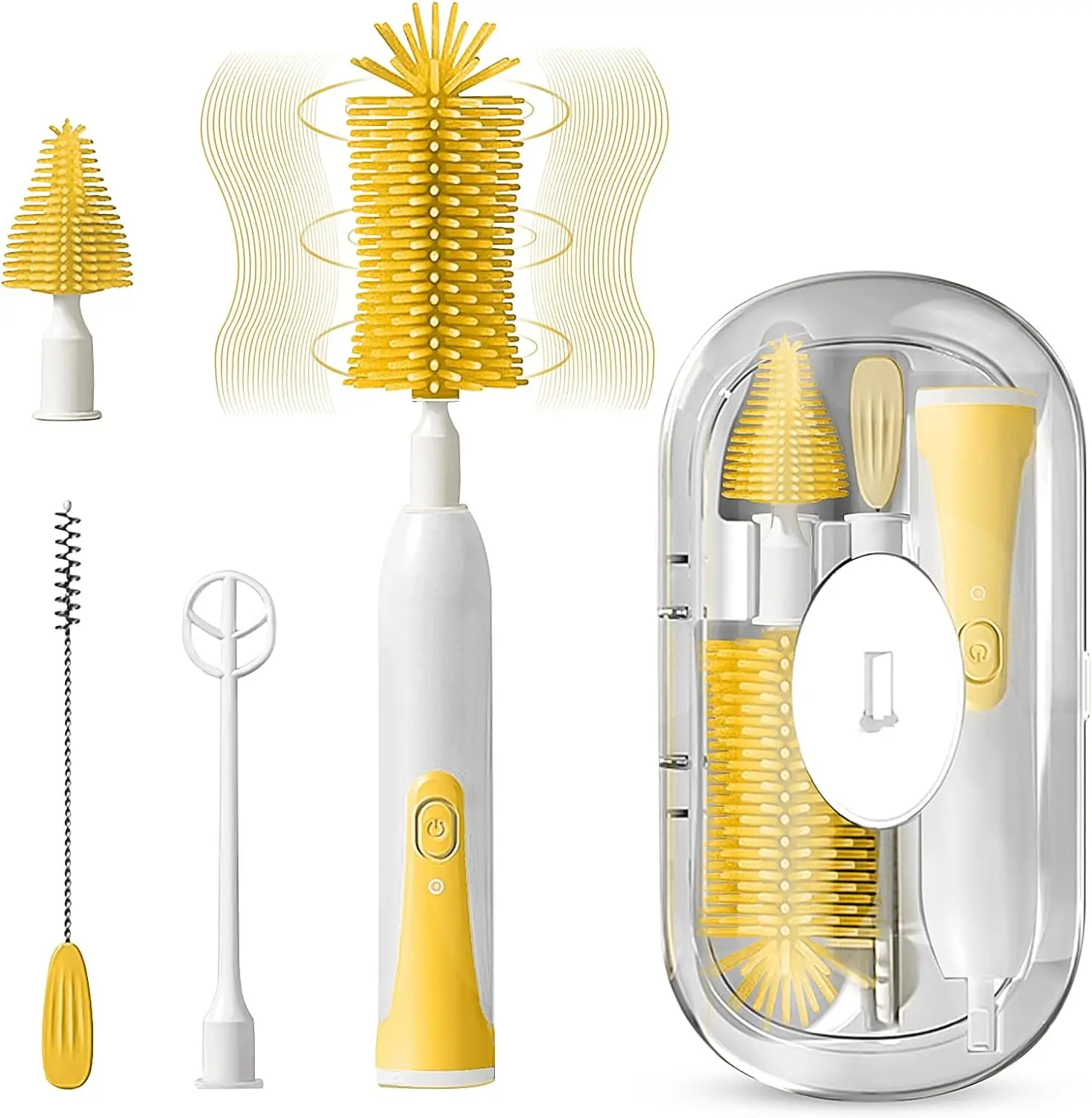 Electric Bottle Cleaning Brush, Baby Bottle Brush Cleaner Water Bottle Cleaning Kit, Nipple Brush Pacifier Cleaner Straw Cleaner Brush for Newborns,4