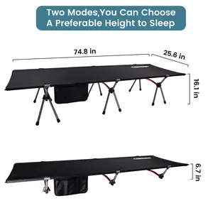 C·WILDYFIELD Camping Cot, Portable Folding Camping Cots Height Adjustable Tent Cot Heavy Duty Sleeping Cot Lightweight Ultralight Folding Bed for Adults Outdoor Overnighter Camping foldable  chairs