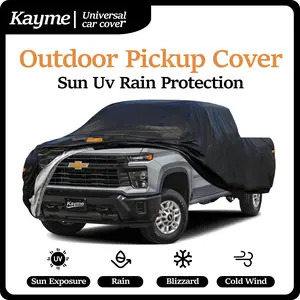 Kayme 6 Layer Truck Cover, Black and Silver, Waterproof All-Weather Heavy-Duty Outdoor Pickup Cover, Sun and Rain Resistant, Universal Fit for Lengths 126 to 228 Inches