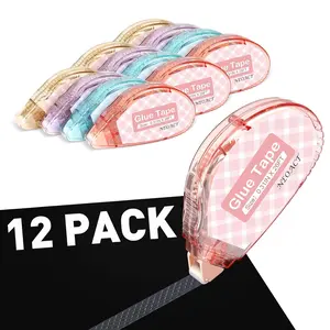 12 Pack Scrapbook Tape, Double Sided Tape Roller for Crafts, 0.31In x 26 Ft Adhesive Glue Tape Runner for Scrapbooking, Junk Journal Supplies and Craft Supplies Gift Wrapping