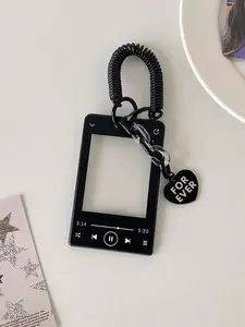 Minimalist 3 Inch Clear Card Holder Keychain, Girls Kpop Photocard Sleeve, Student Bus Subway Card Wallet, Portable Accessory
