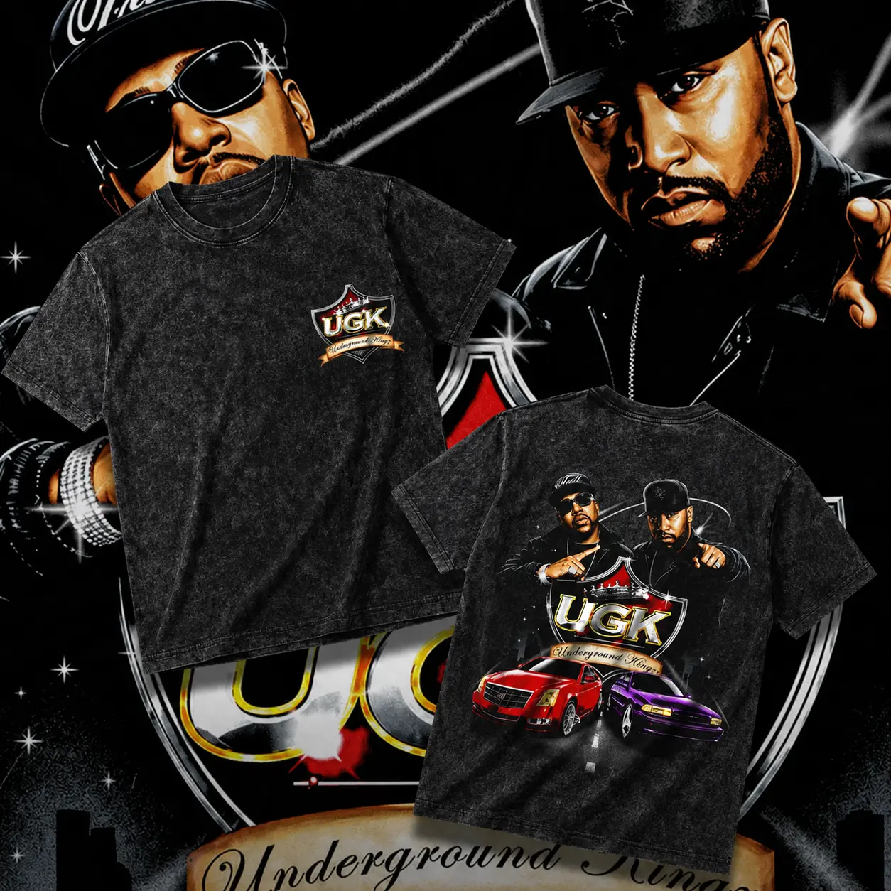[Texans Revenge] Underground Kingz Texas Washed T-Shirt For Men, Graphic Vintage Acid Wash Heavy Cotton Tee, Streetwear Oversized Cowboys Texas Mexican Fans, Made In US