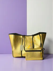 Gold Neoprene Tote Bag - Durable Flexible Material with Gold Color for Everyday Use Comfortable Grip and Stylish Design