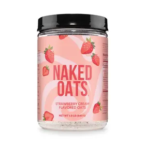 Naked Strawberry Cream Protein Oats - Gluten Free Rolled Oats for Lean Muscle Stable Energy Optimal Digestion - 20g Protein 6g Fiber 5g Sugar