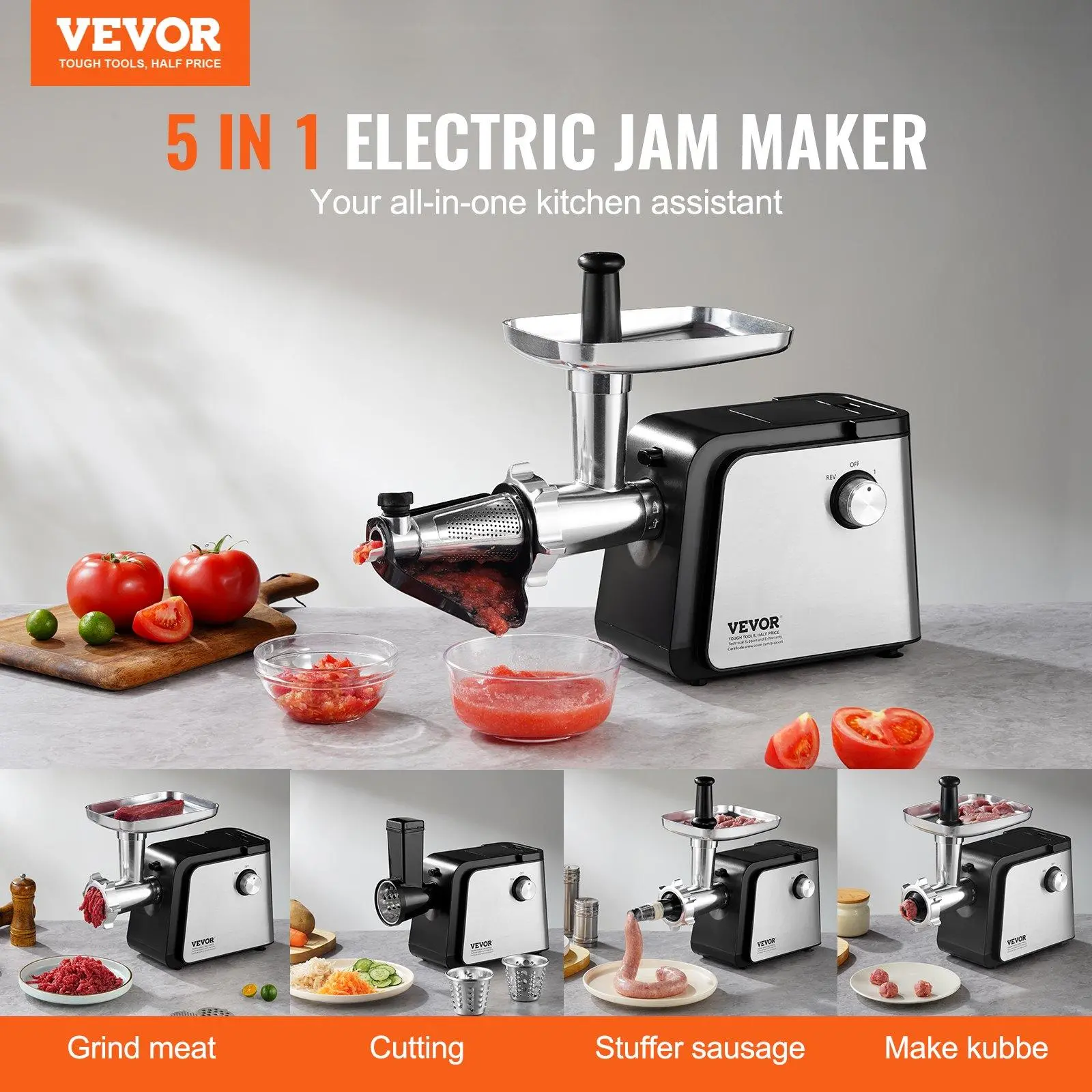【SummerFinds】VEVOR 4.9 LBS/Min Electric Tomato Strainer 500W Tomato Sauce Maker Machine Home