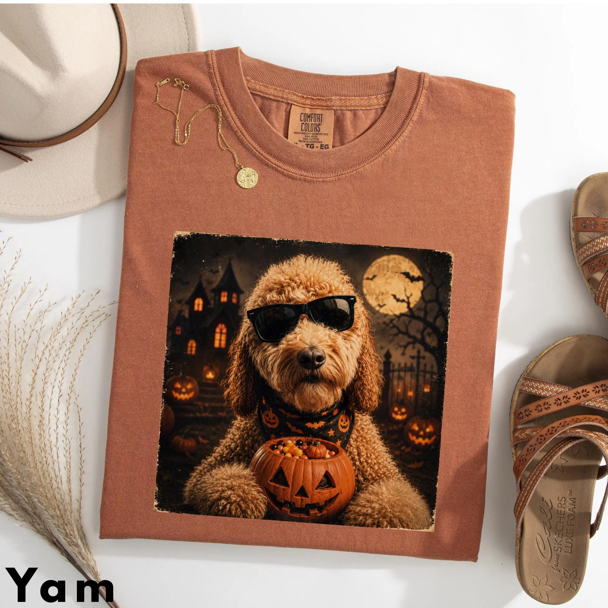 Comfort Colors Halloween Doodle Dog T-Shirt, Spo0oky Season Graphic Tee, Cute Puppy Pumpkin Shirt, Fall Outfit Gift for Dog Lovers