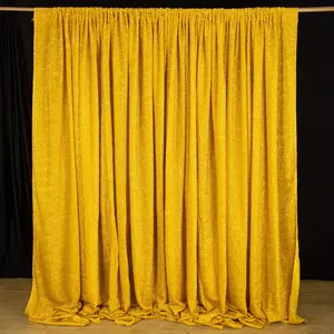 Gold Metallic Shimmer Tinsel Backdrop Drape Curtain, Event Background Divider Panel - 20ftx10ft