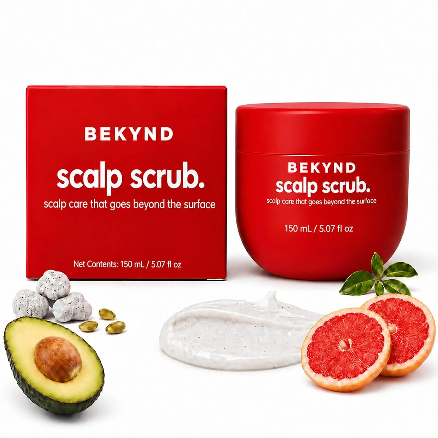 Bekynd Psoriasis Scalp Scrub (Red Jar, 5.07 fl oz/150 mL) - Textured Formula Haircare Cleanser for Shampoo and Conditioner Wash-Day Care, Lifts Excess Oil & Styling Residue