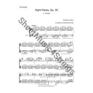 Gliere, R. - 8 Pieces, Op. 39,  Arranged for Two Violins