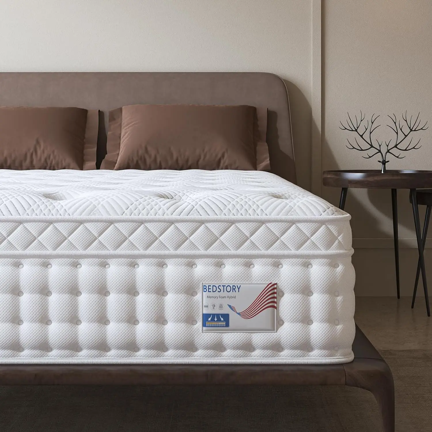 BedStory 14'' Bed, Q/K, Hybrid Boxed Upgrade pain relief twin organic fluffy bedding comfy mattress memory foam Gel Infused