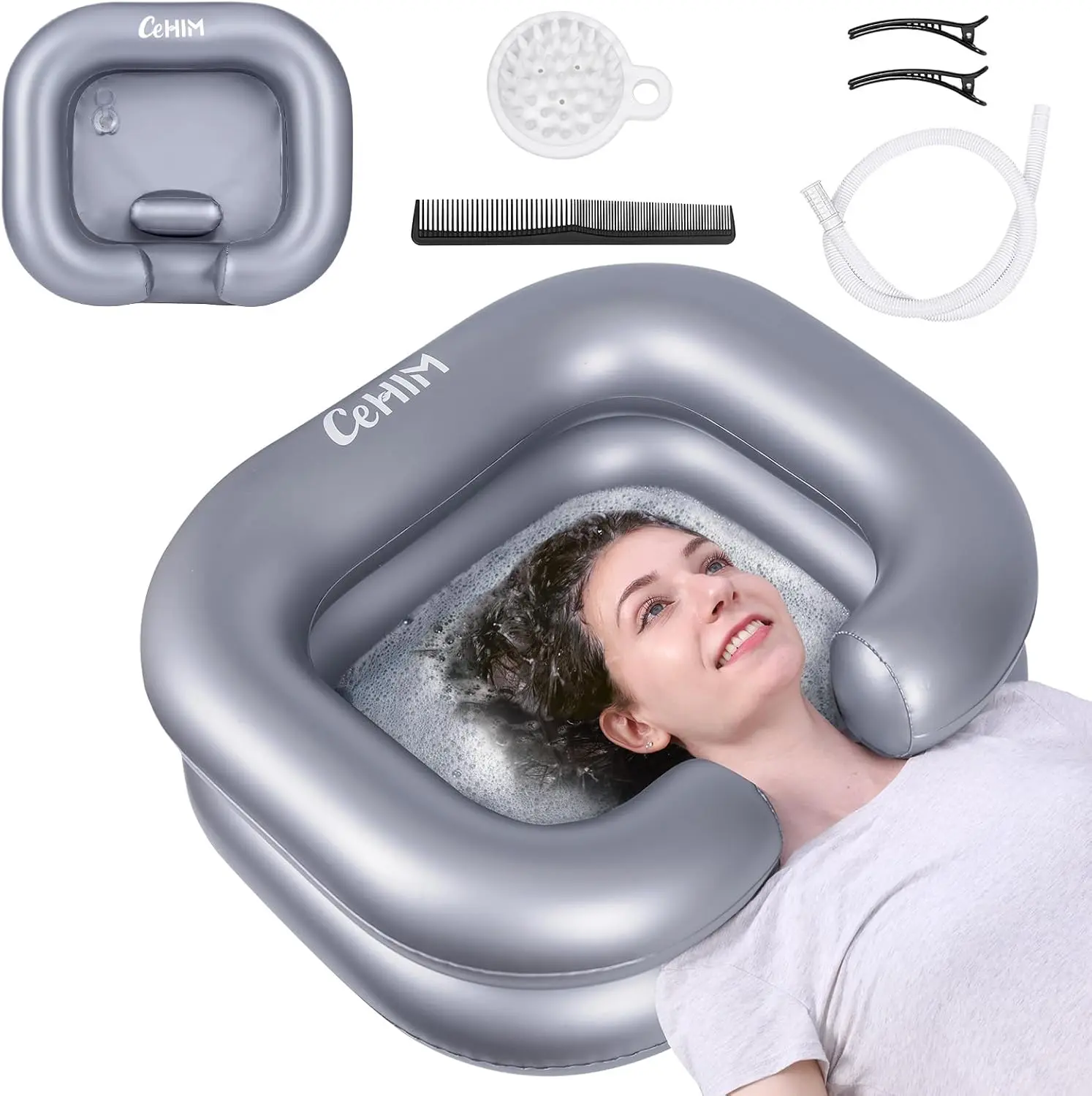 Inflatable Shampoo - Shampoo Bowl, Hair for Bedridden, Disabled,Injured, Hair Wash Tub for Dreadlocks and at Home Sink