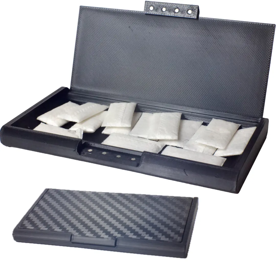 Nicotine Pouch Case, Slim, Magnetic, Carbon Fiber Pattern, Compatible with Zyn