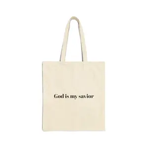 God Is My Savior Tote Bag | Christian Scripture Canvas Tote