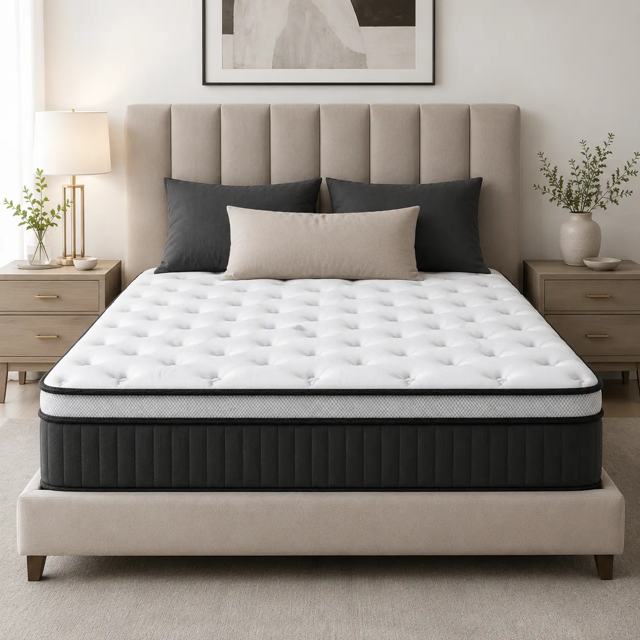 12 inches single/double/large/extra-large memory foam mattress, with independent spring system, providing pressure relief, motion isolation and stable edges, medium hardness, boxed spring mattress campingessentials homeessentials