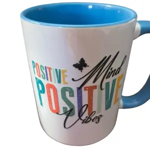 Reusable Positive Vibe Mug - Perfect for Your Morning Drinks - Drinkware