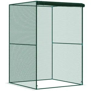 Outsunny 4' x 4' Walk-in Crop Cage, Tall Plant Protectors from Animals with Roll Up Zippered Door for Garden, Yard, Lawn, Green