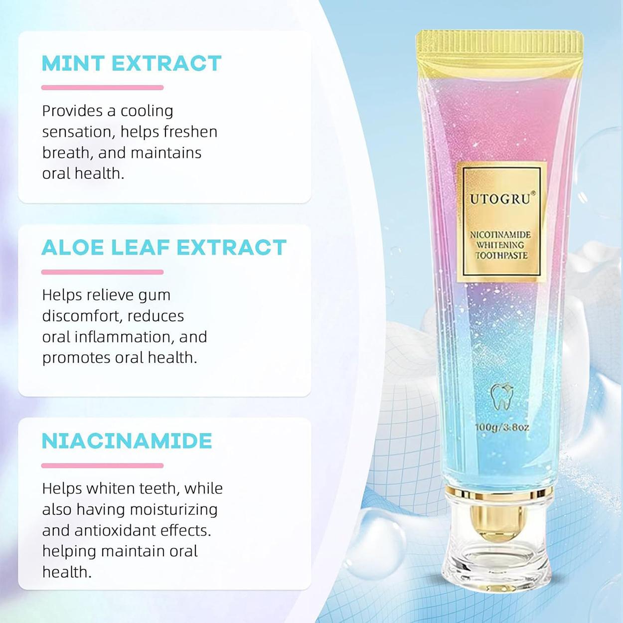 Glittering texture Niacinamide Whitening Toothpaste,my orders placedrecently by me, Niacinamide Intensive Whitening Toothpaste with Natural Gentle Care Deep Stain Removal Clean Peach Flavor, Improves Gum Health, Fresh Breath, a gift for Mom Glittering texture Niacinamide Whitening Toothpaste,my orders placedrecently by me, Niacinamide Intensive Whitening Toothpaste with Natural Gentle Care Deep Stain Removal Clean Peach Flavor, Improves Gum Health, Fresh Breath, a gift for Mom