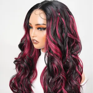 Noble 25 Inch Black & Red Ombre Braided Body Wave Wig