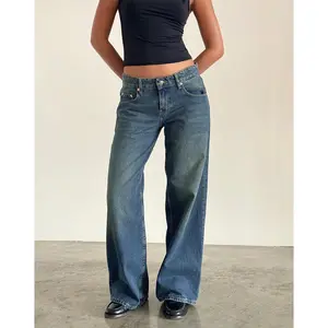 Roomy Extra Wide Low Rise Jeans in Bright Blue